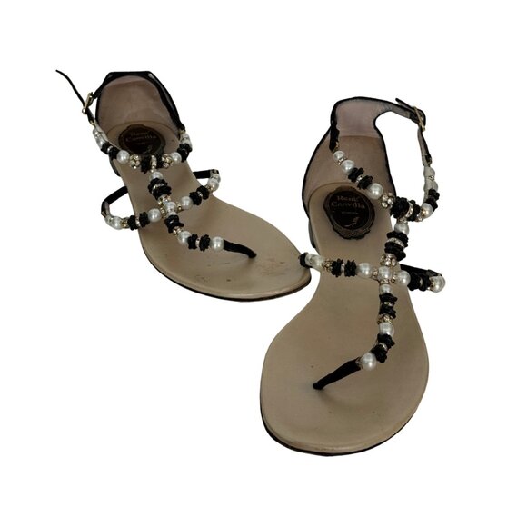 $985 Rene Caovilla t-strap pearl/beaded sandals size 9.5 / 39.5 - Picture 6 of 8